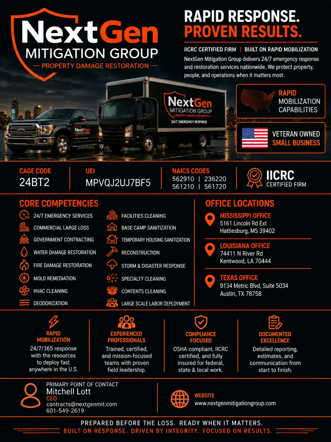 NextGen Mitigation Group capability statement, page one